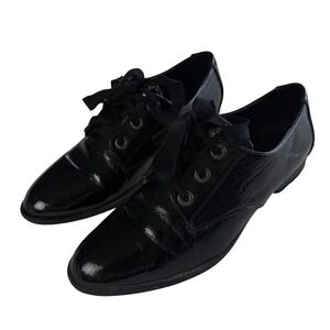 Just Fab Bowla Oxford Flat Womens Black 8 Lace Up Pointed Toe Classic Dress Shoe